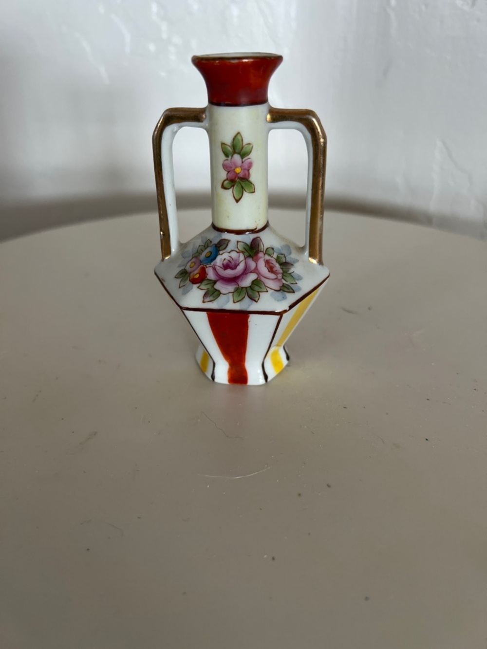 Heiko China Occupies Japan Dual-Handled Mini Vase with Floral Motif - Vintage